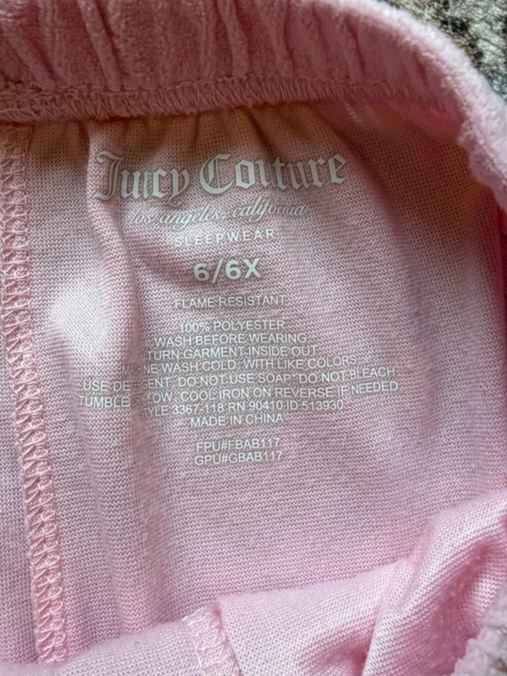 Juicy Couture Light Pink Girls' Pajama Bottoms